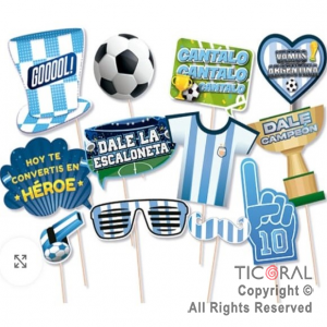 PHOTO PROPS CELESTE Y BLANCO ARGENTINA X 12 UNIDADES